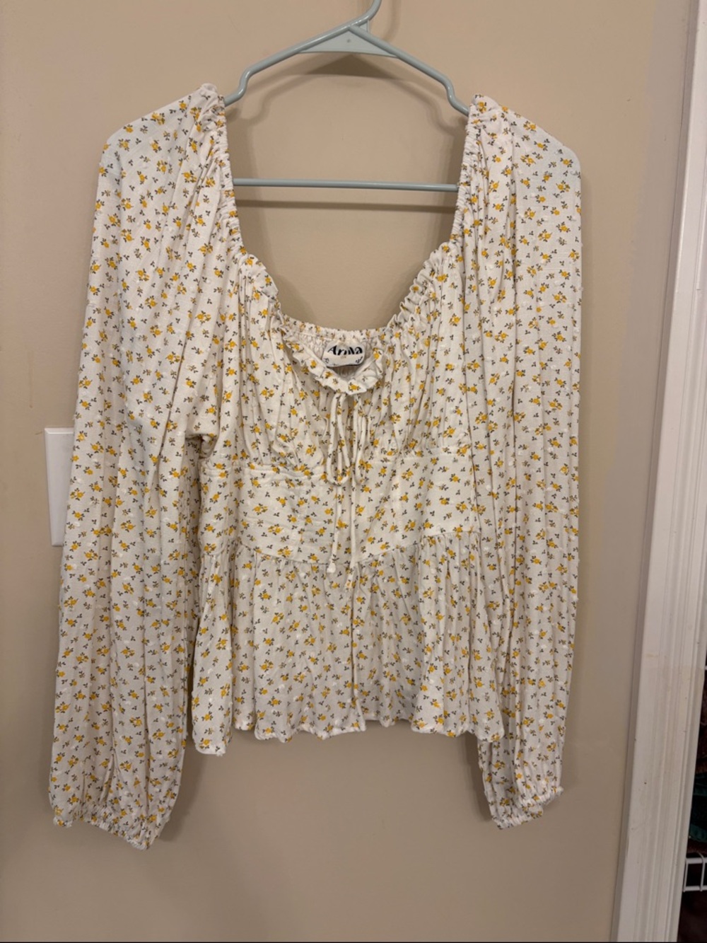 Arula white Blouse with Yellow Floral Print